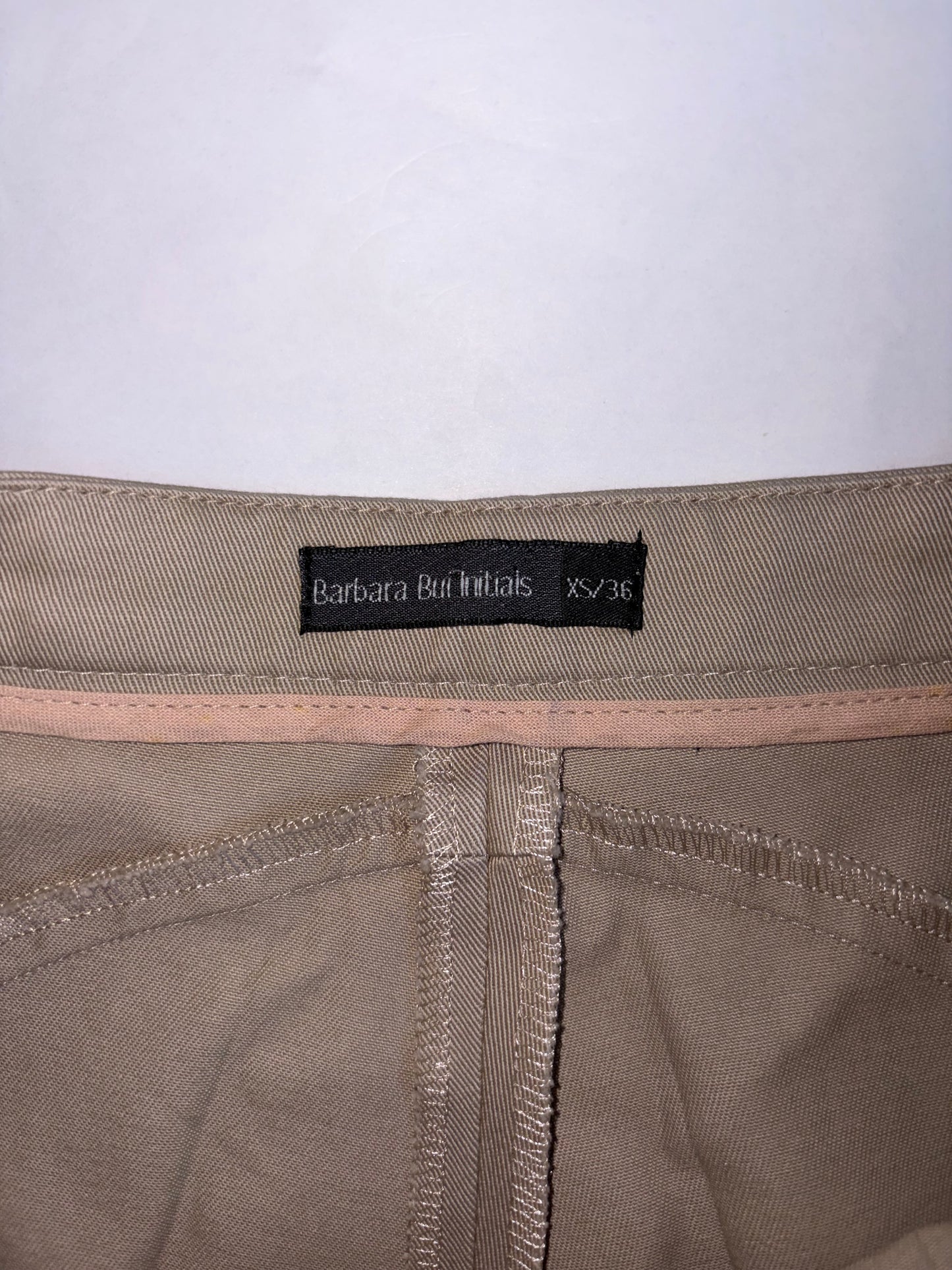 Beige Circle Pocket Detail Cotton Trousers Pants | Sz XS ~ FR36
