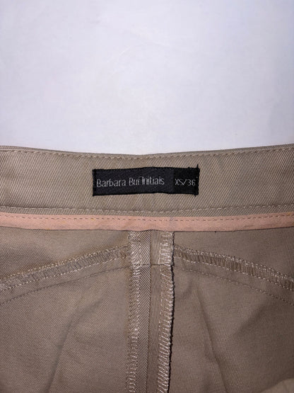 Beige Circle Pocket Detail Cotton Trousers Pants | Sz XS ~ FR36