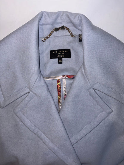 Pastel Blue Double Breasted Peacoat Blue Wool Cape Coat | Sz M/L