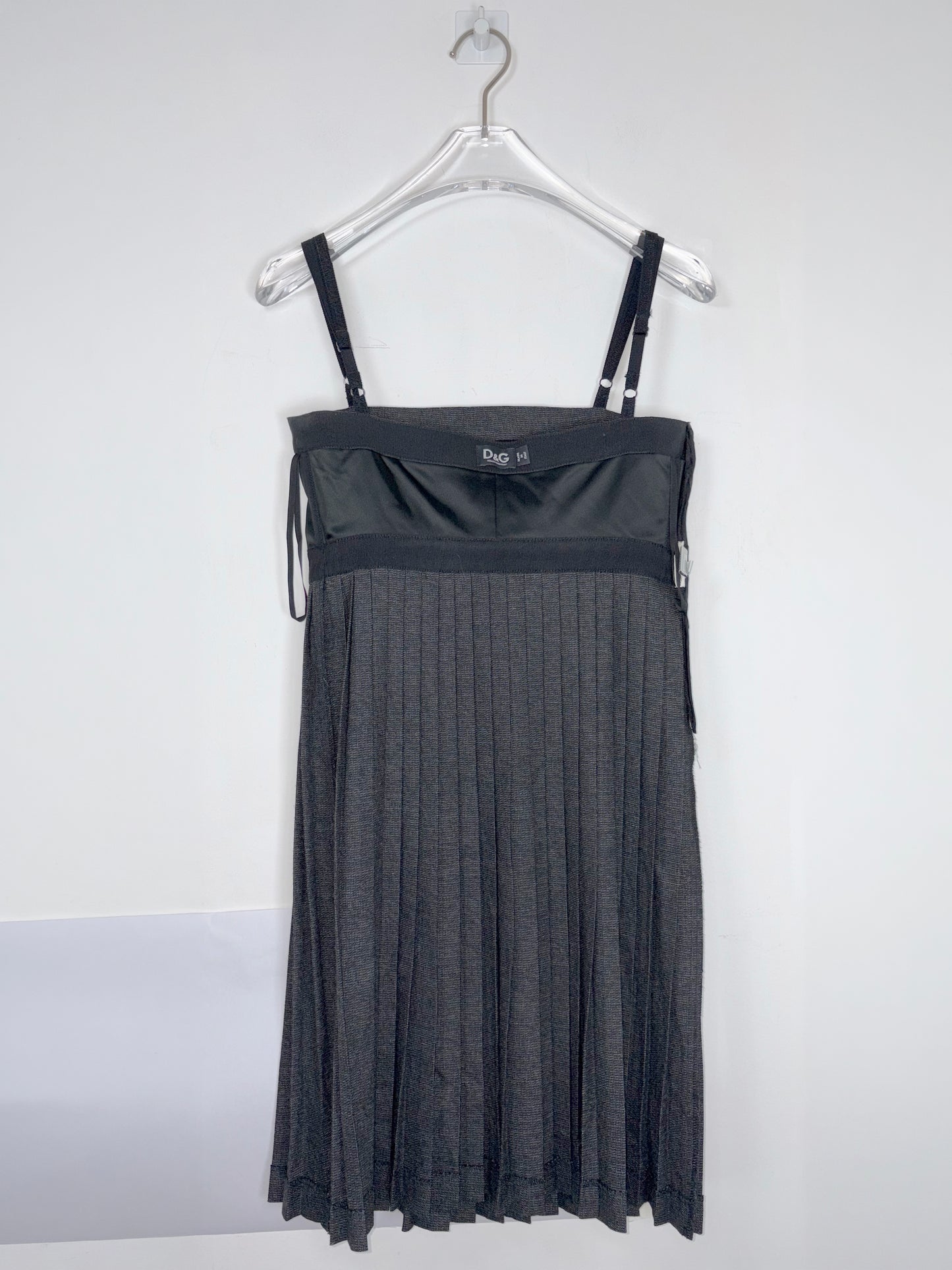 Babydoll Empire Waist Pleat Gray Mini Dress | Sz 36 ~ XS