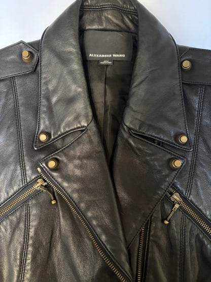 Leather Biker Fitted Vest Jacket Brass Detail | Sz 8 ~ Medium