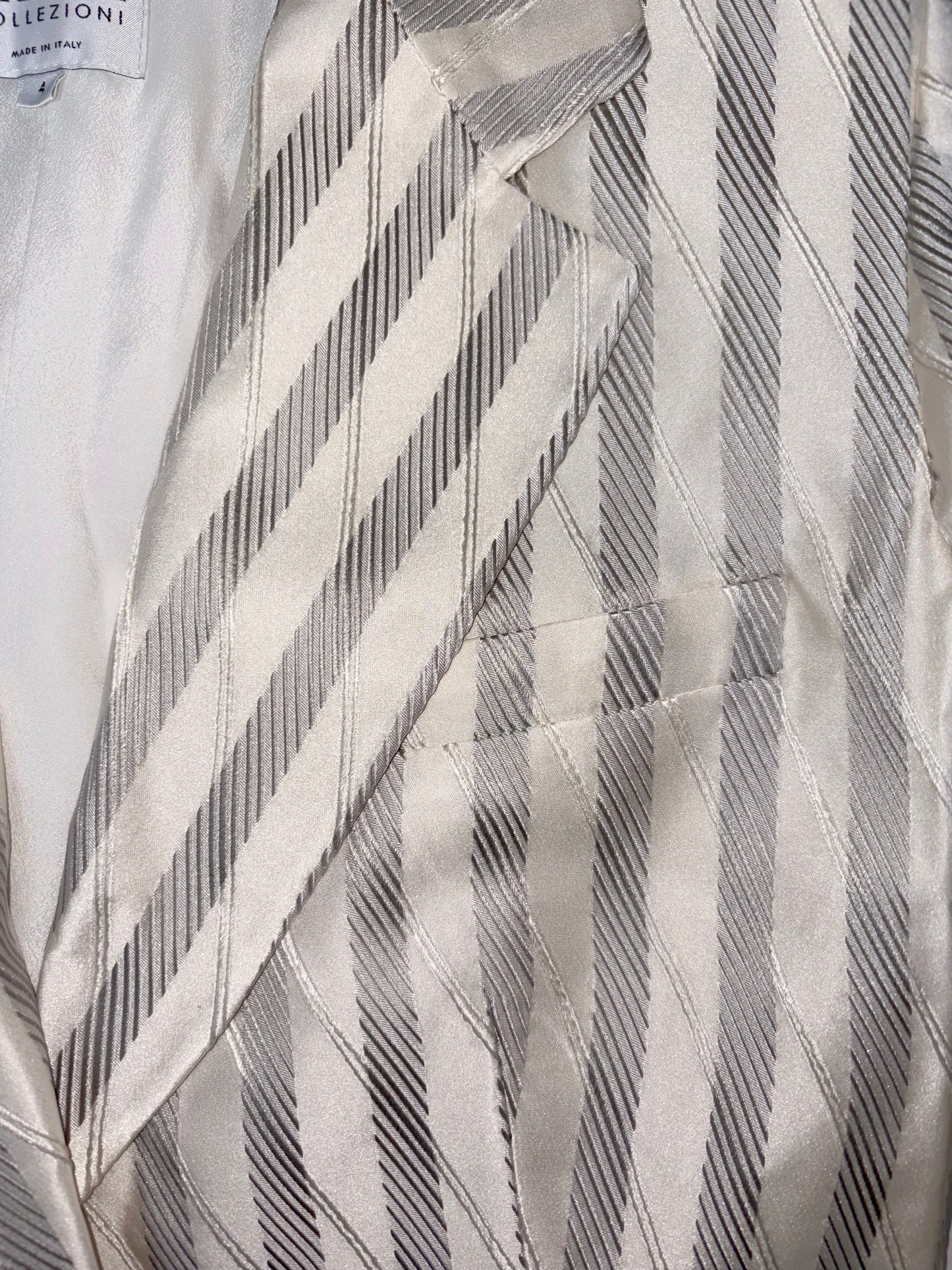 100% Silk Italy White Grey Stripe Blazer | Sz 4 ~ Small