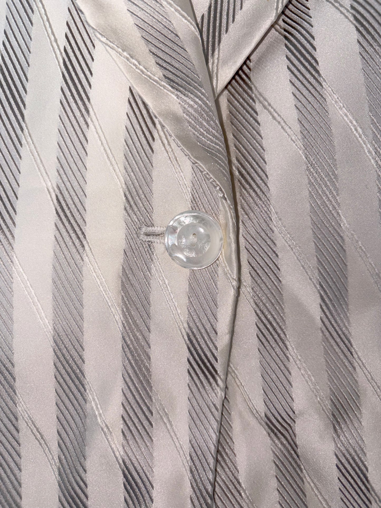 100% Silk Italy White Grey Stripe Blazer | Sz 4 ~ Small