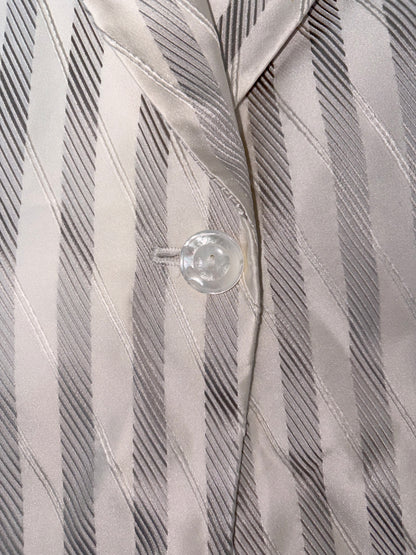 100% Silk Italy White Grey Stripe Blazer | Sz 4 ~ Small