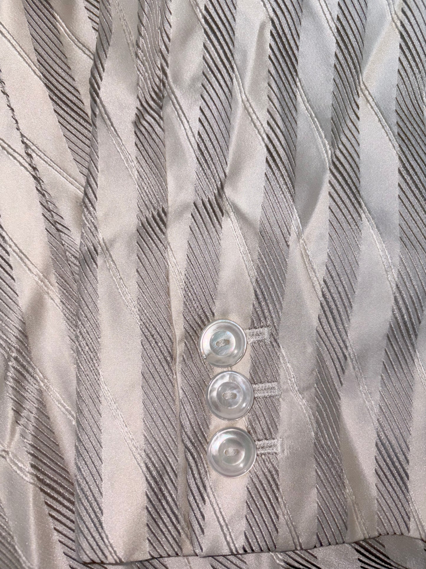 100% Silk Italy White Grey Stripe Blazer | Sz 4 ~ Small