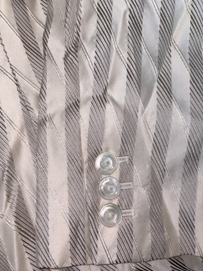 100% Silk Italy White Grey Stripe Blazer | Sz 4 ~ Small
