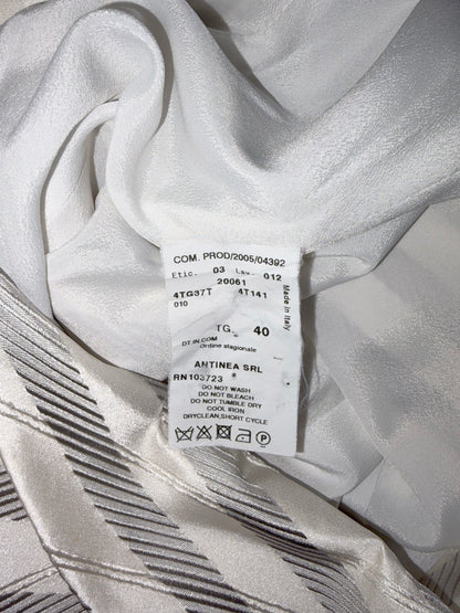 100% Silk Italy White Grey Stripe Blazer | Sz 4 ~ Small