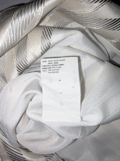 100% Silk Italy White Grey Stripe Blazer | Sz 4 ~ Small