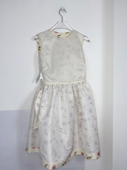 Cream White Floral Daisy A line Print Dress | Sz Small