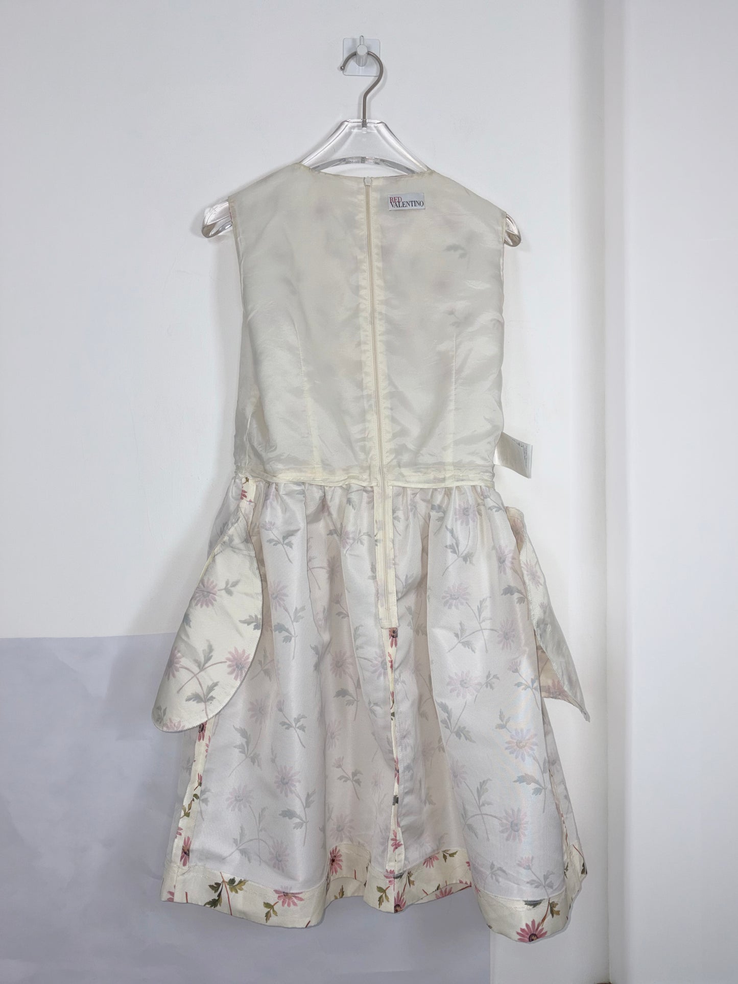 Cream White Floral Daisy A line Print Dress | Sz Small