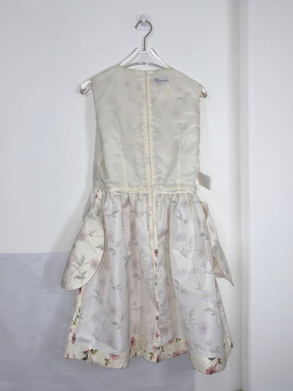 Cream White Floral Daisy A line Print Dress | Sz Small