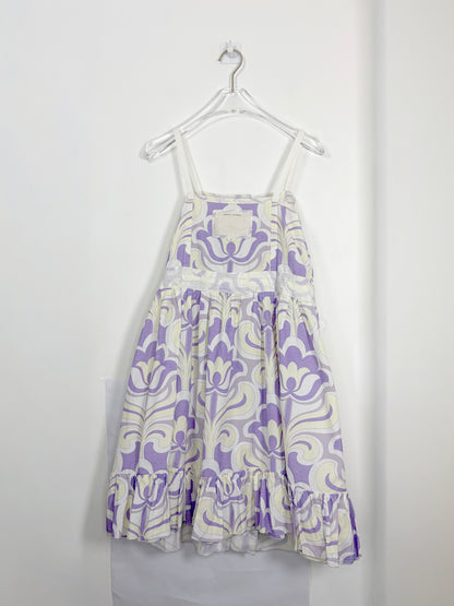 Blue Floral sundress tie straps 100% Cotton | Sz 0 ~ XS