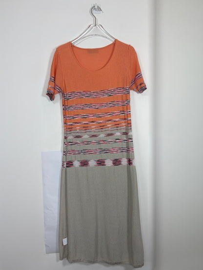 Orange Gray Print Knit Dress | IT 46