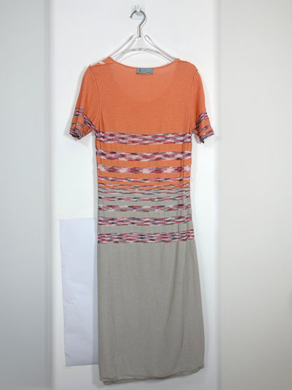 Orange Gray Print Knit Dress | IT 46