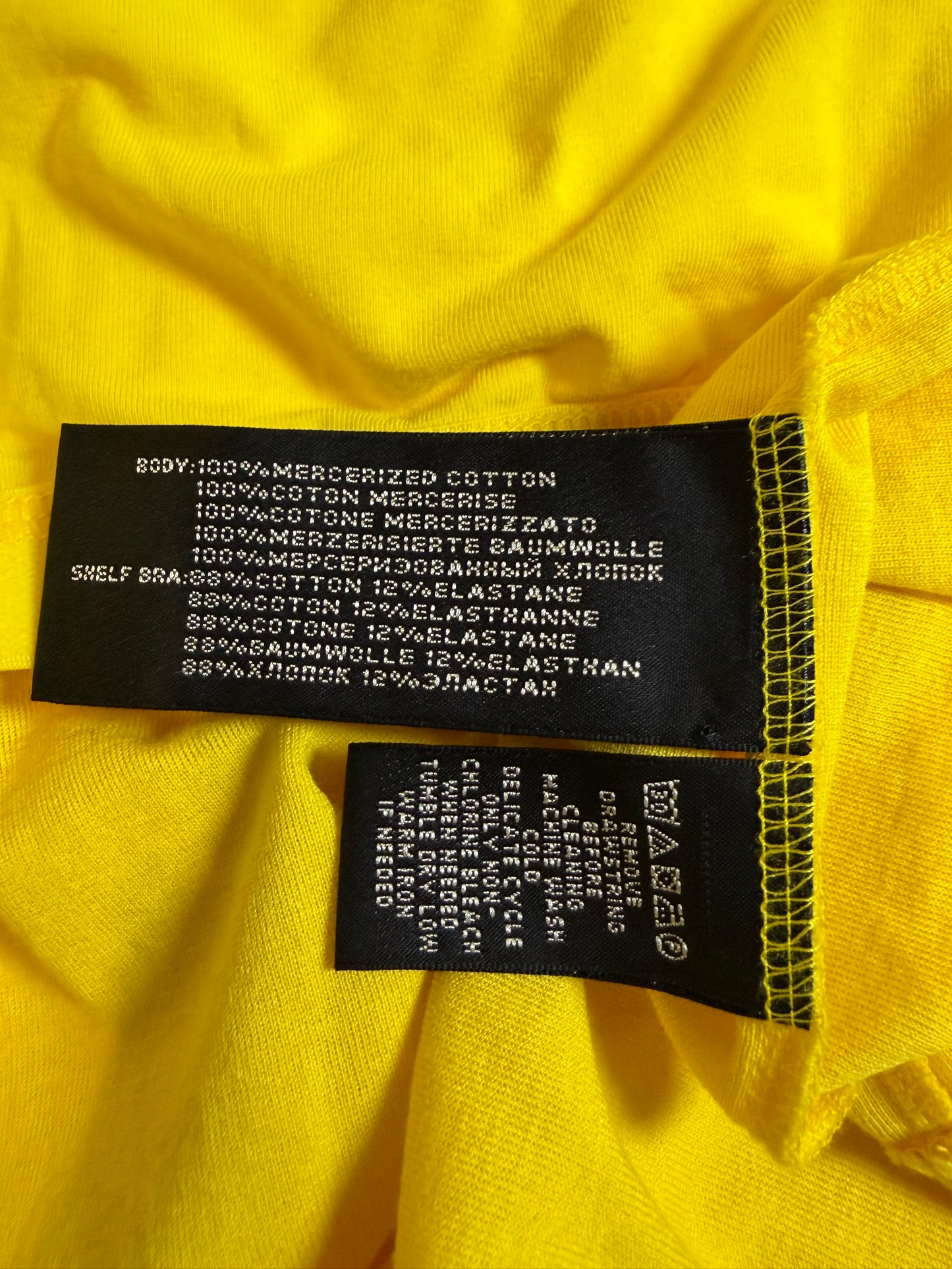 Made in USA Cotton Yellow One Shoulder Top | Sz Large
