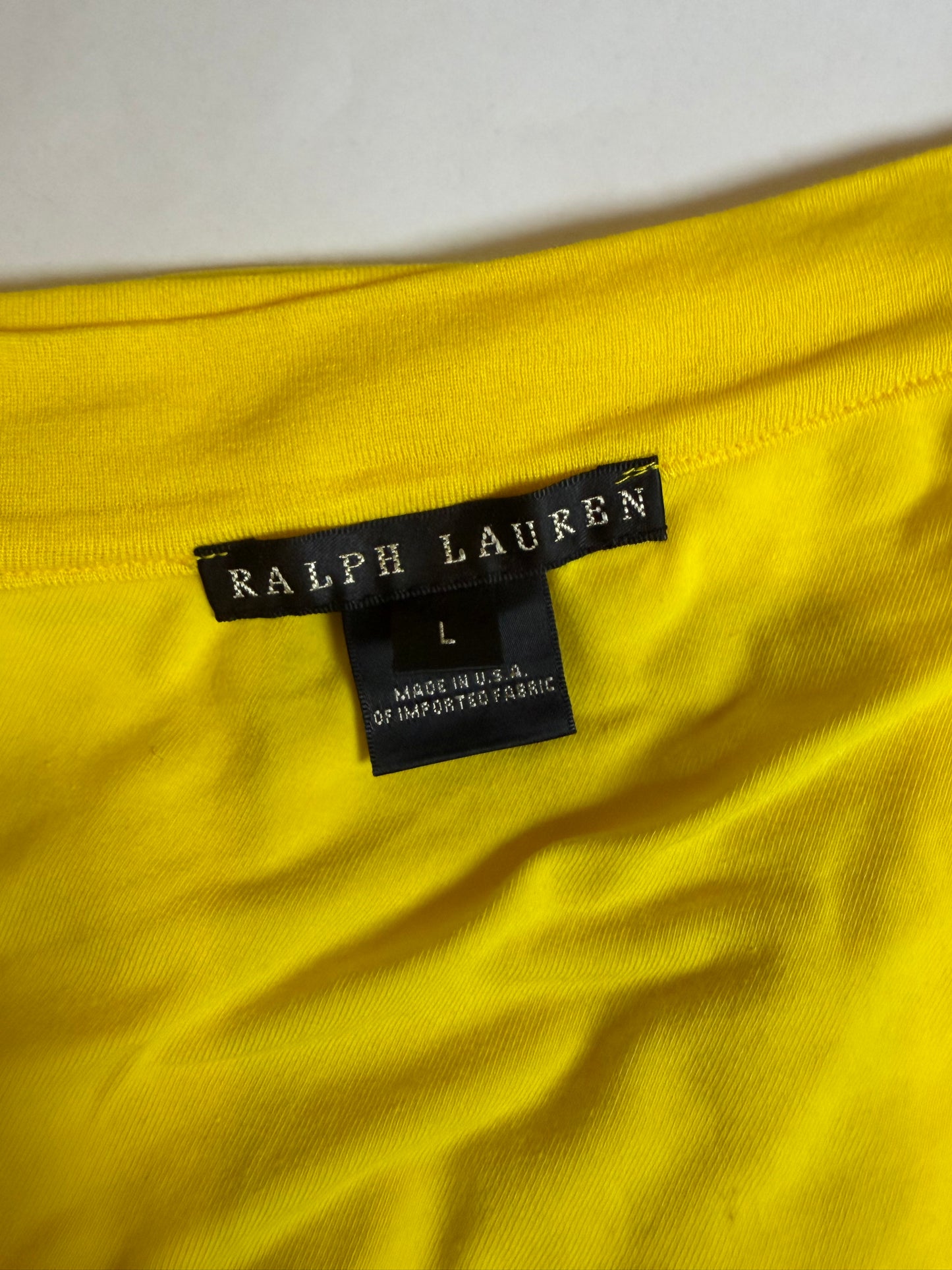 Made in USA Cotton Yellow One Shoulder Top | Sz Large
