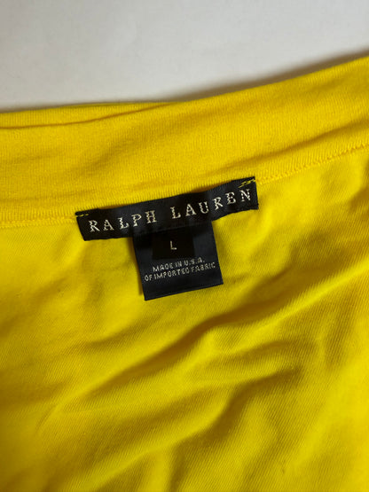 Made in USA Cotton Yellow One Shoulder Top | Sz Large