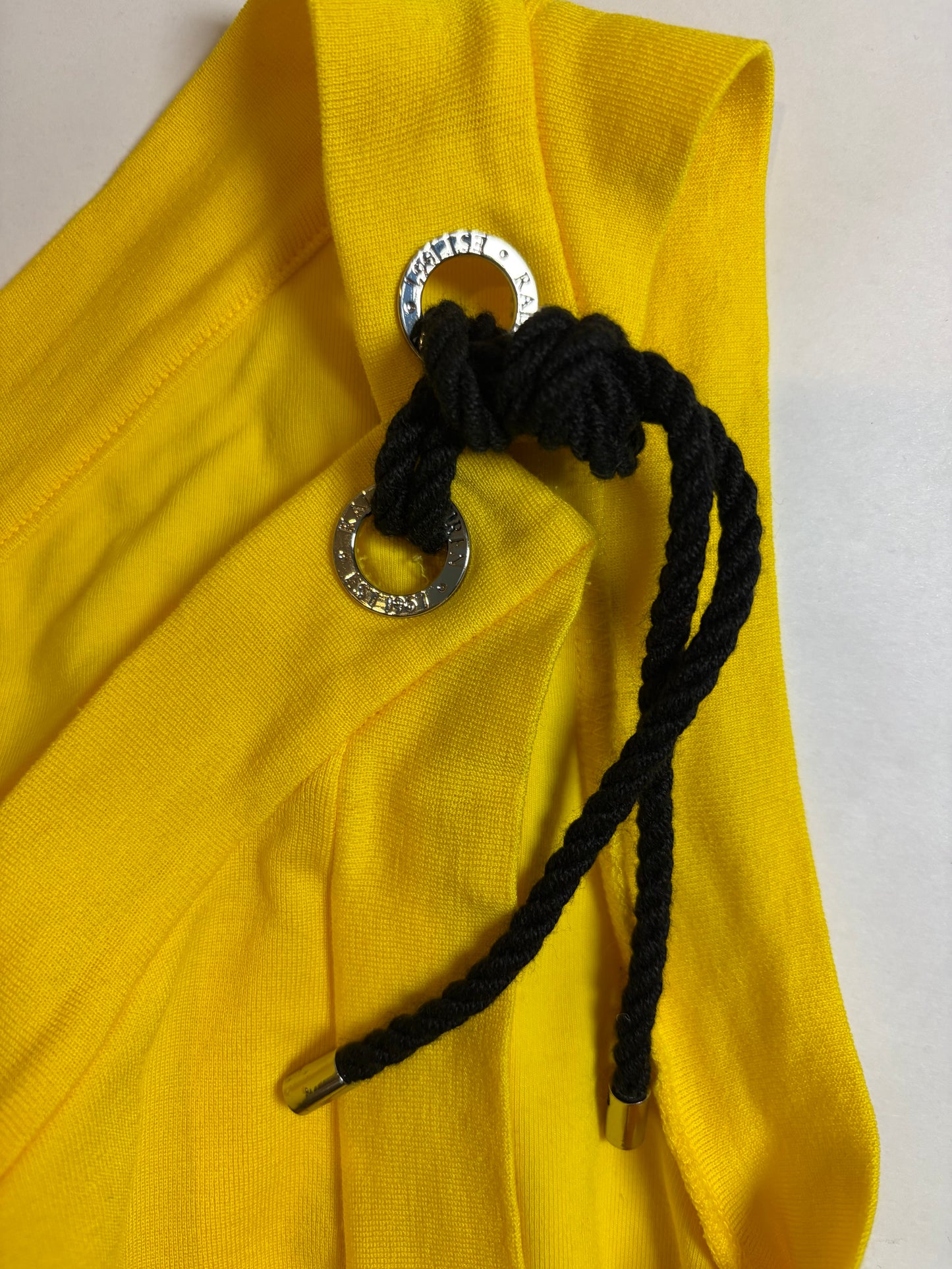 Made in USA Cotton Yellow One Shoulder Top | Sz Large