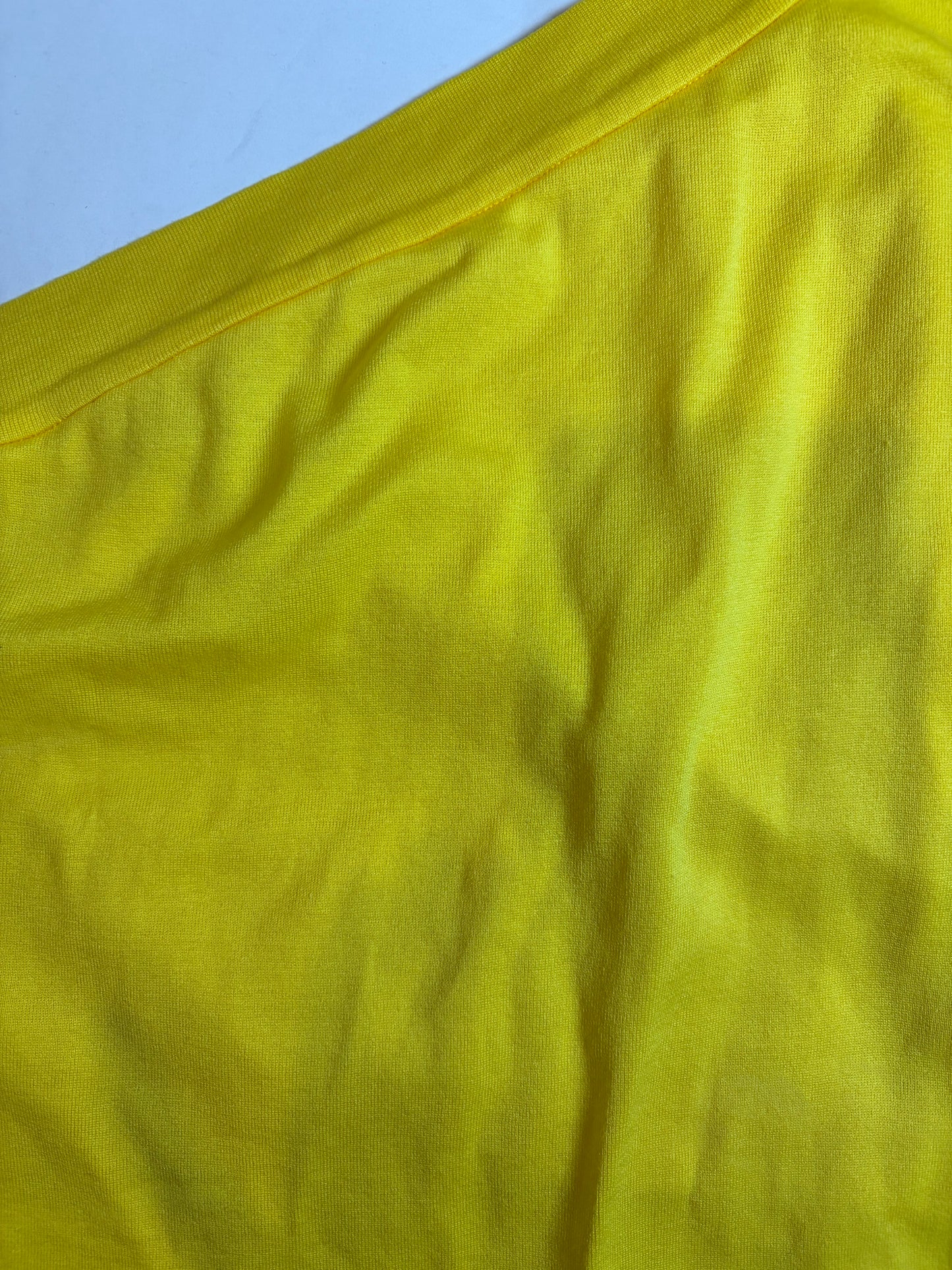 Made in USA Cotton Yellow One Shoulder Top | Sz Large