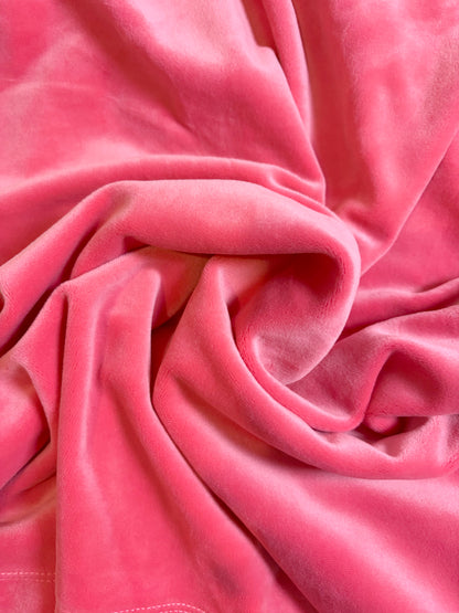 very soft Velour Velvet Rhinestone hot Pink Dress | Sz Small