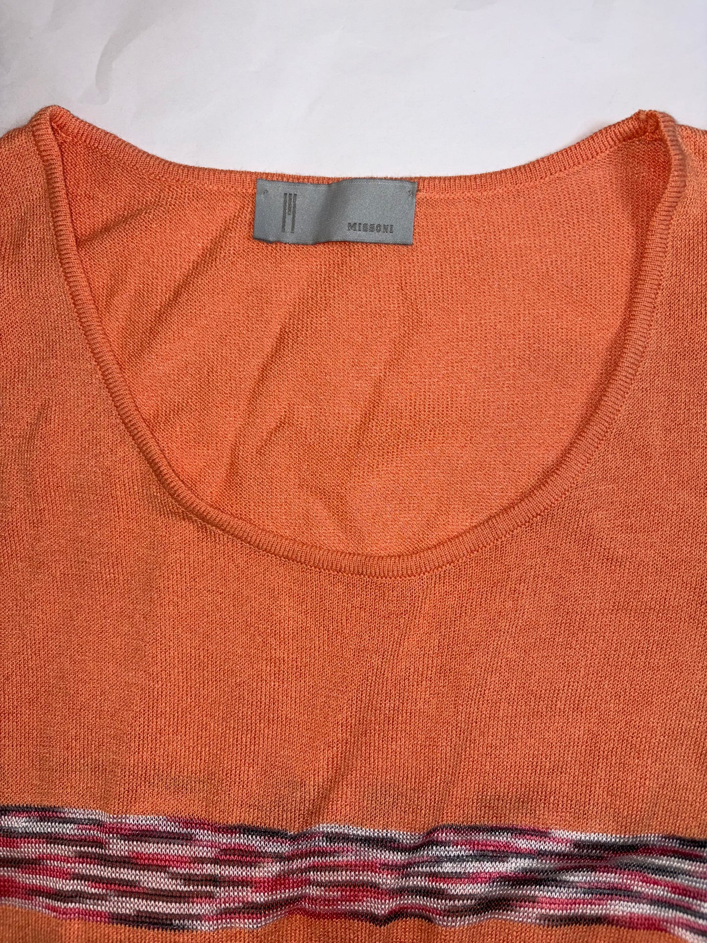 Orange Gray Print Knit Dress | IT 46