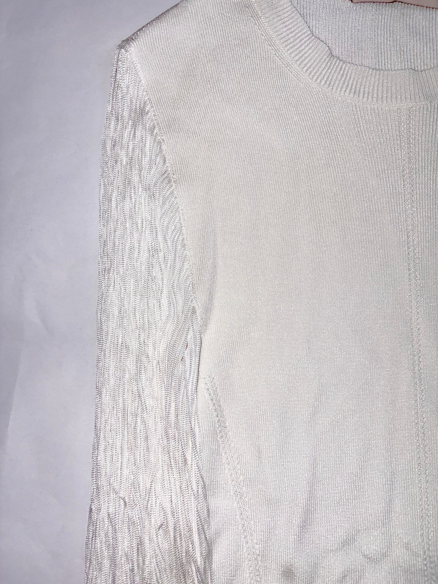 Fringe White Sleeveless Knit Top | Sz XSmall