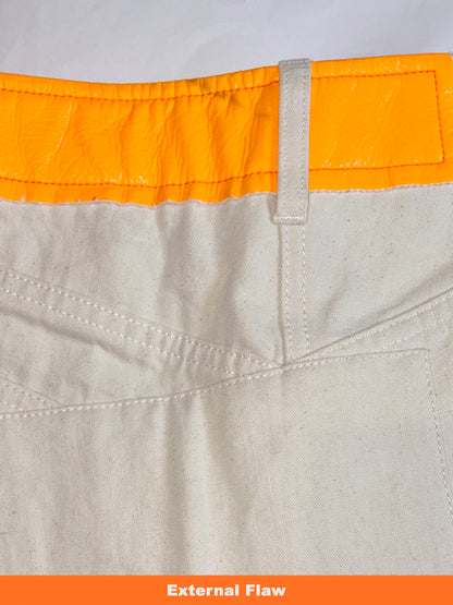 *RUNWAY* SS 2019 Beige Shorts Neon Orange Vinyl Patchwork | Sz FR36
