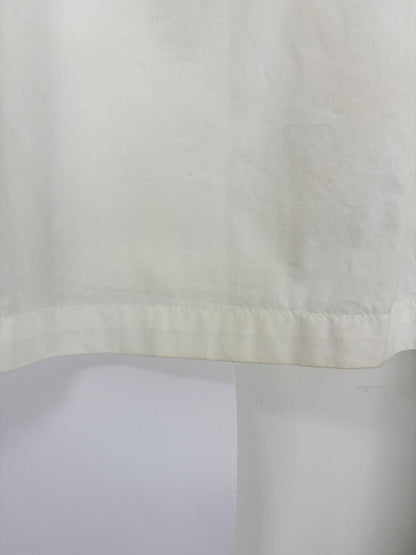 White Cotton Frill Neck Blouse Ruched Balloon Sleeves | Sz UK6