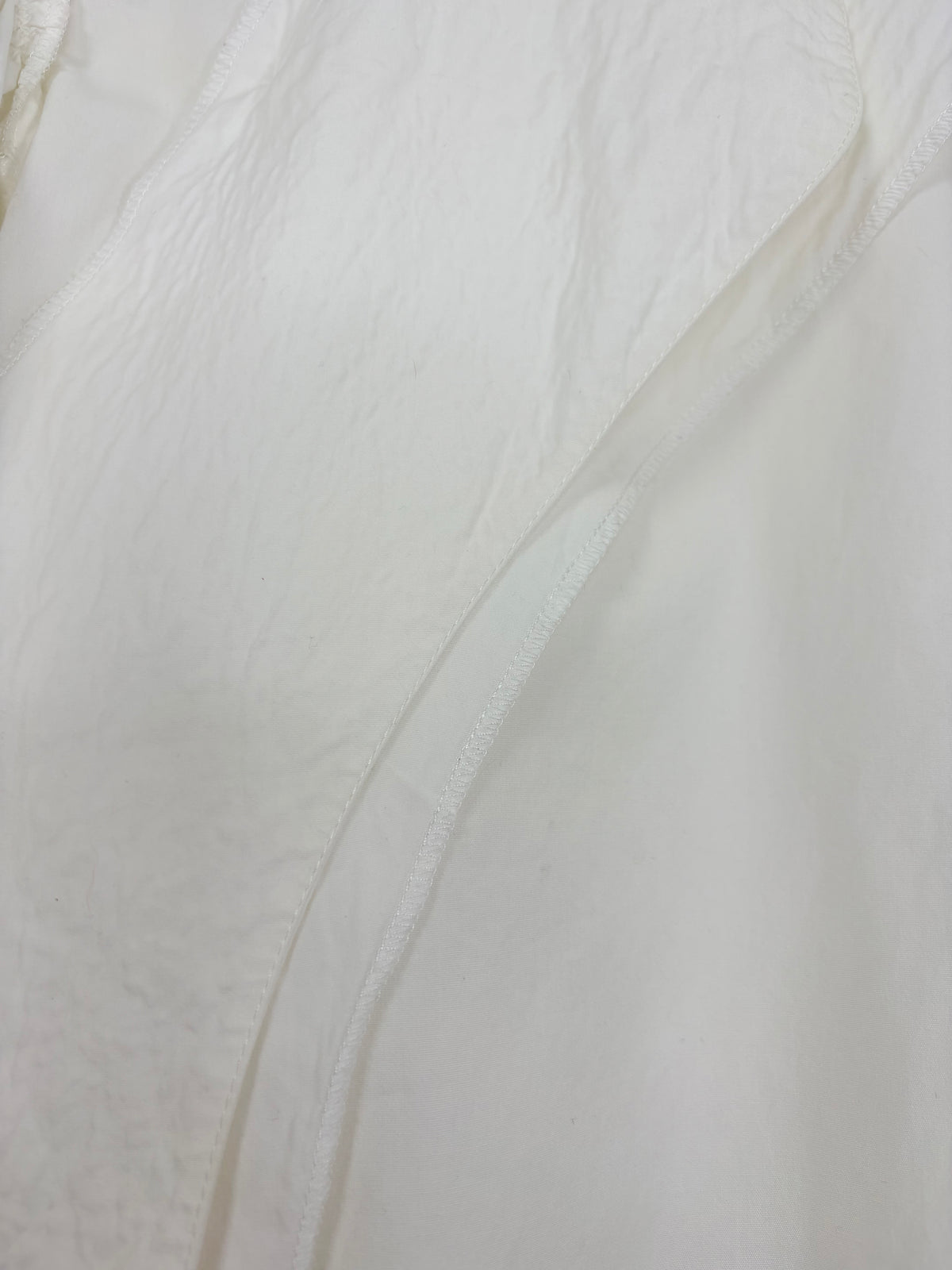 White Cotton Frill Neck Blouse Ruched Balloon Sleeves | Sz UK6