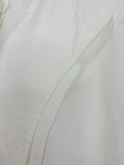 White Cotton Frill Neck Blouse Ruched Balloon Sleeves | Sz UK6