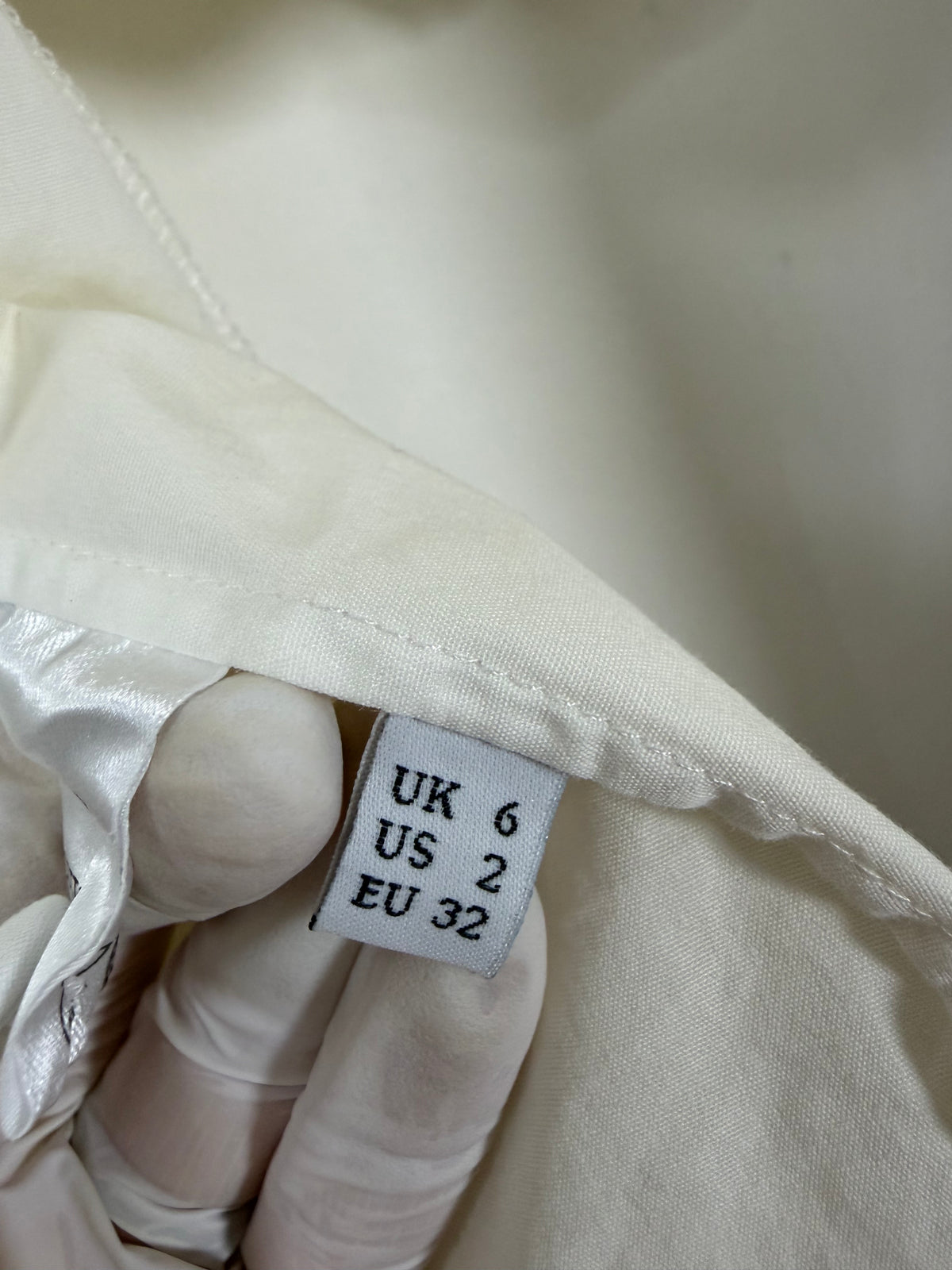 White Cotton Frill Neck Blouse Ruched Balloon Sleeves | Sz UK6