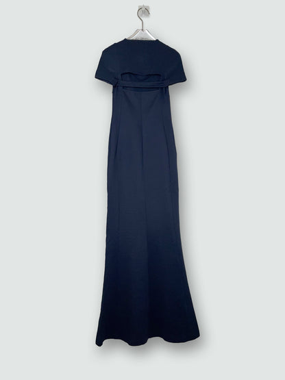 Maxi Floor Length Knit Black Dress w/ Cut Out Back | Size 34 ~ XXS