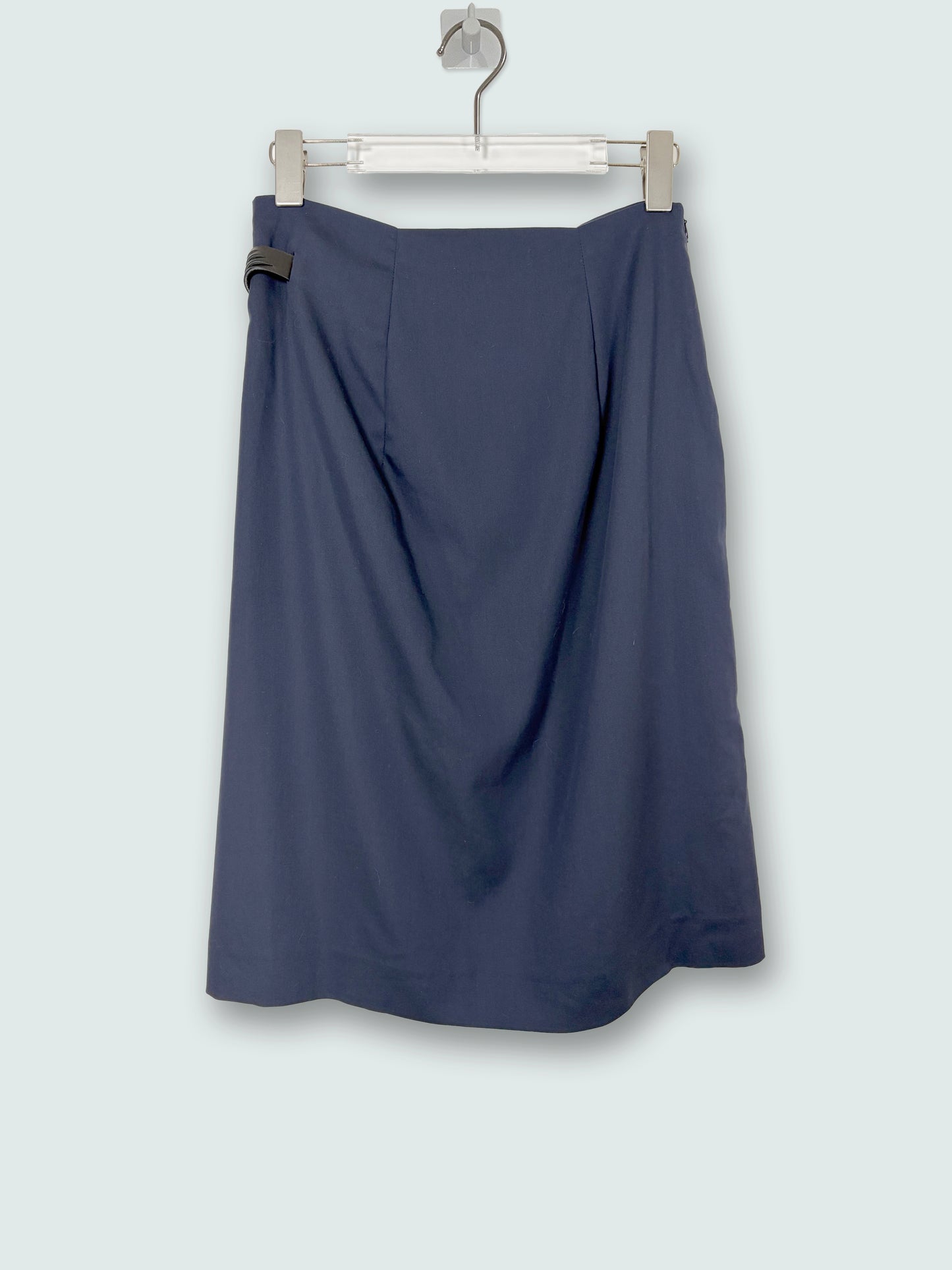 Cotton Side Belt Minimalist Italy Made Knee Skirt | Sz DE34 ~ Small