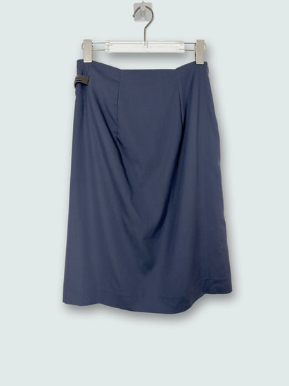 Cotton Side Belt Minimalist Italy Made Knee Skirt | Sz DE34 ~ Small