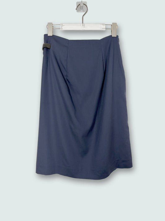 Cotton Side Belt Minimalist Italy Made Knee Skirt | Sz DE34 ~ Small