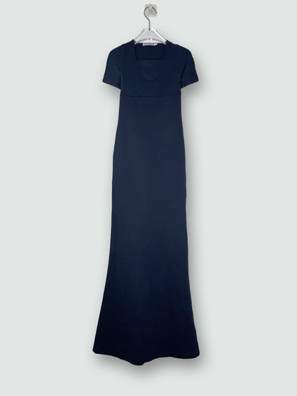 Maxi Floor Length Knit Black Dress w/ Cut Out Back | Size 34 ~ XXS