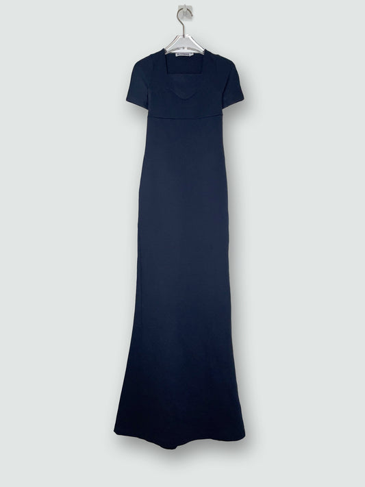 Maxi Floor Length Knit Black Dress w/ Cut Out Back | Size 34 ~ XXS