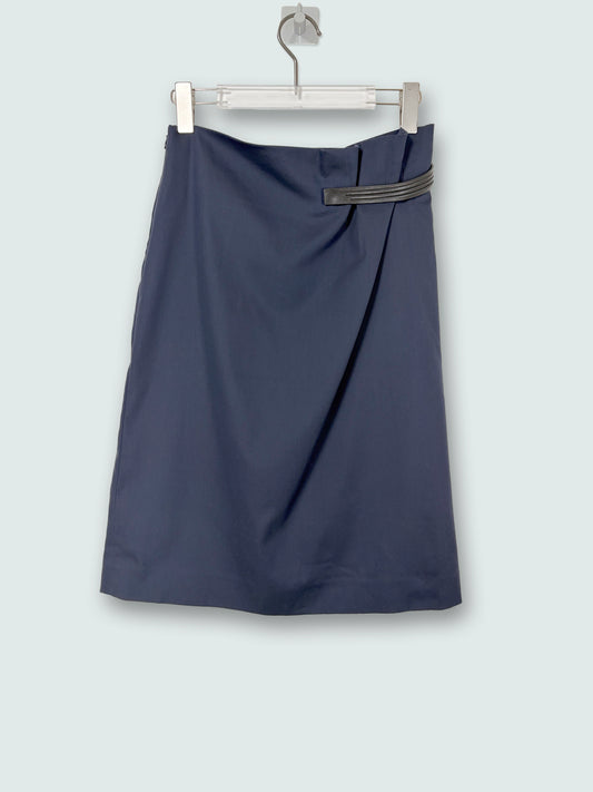 Cotton Side Belt Minimalist Italy Made Knee Skirt | Sz DE34 ~ Small