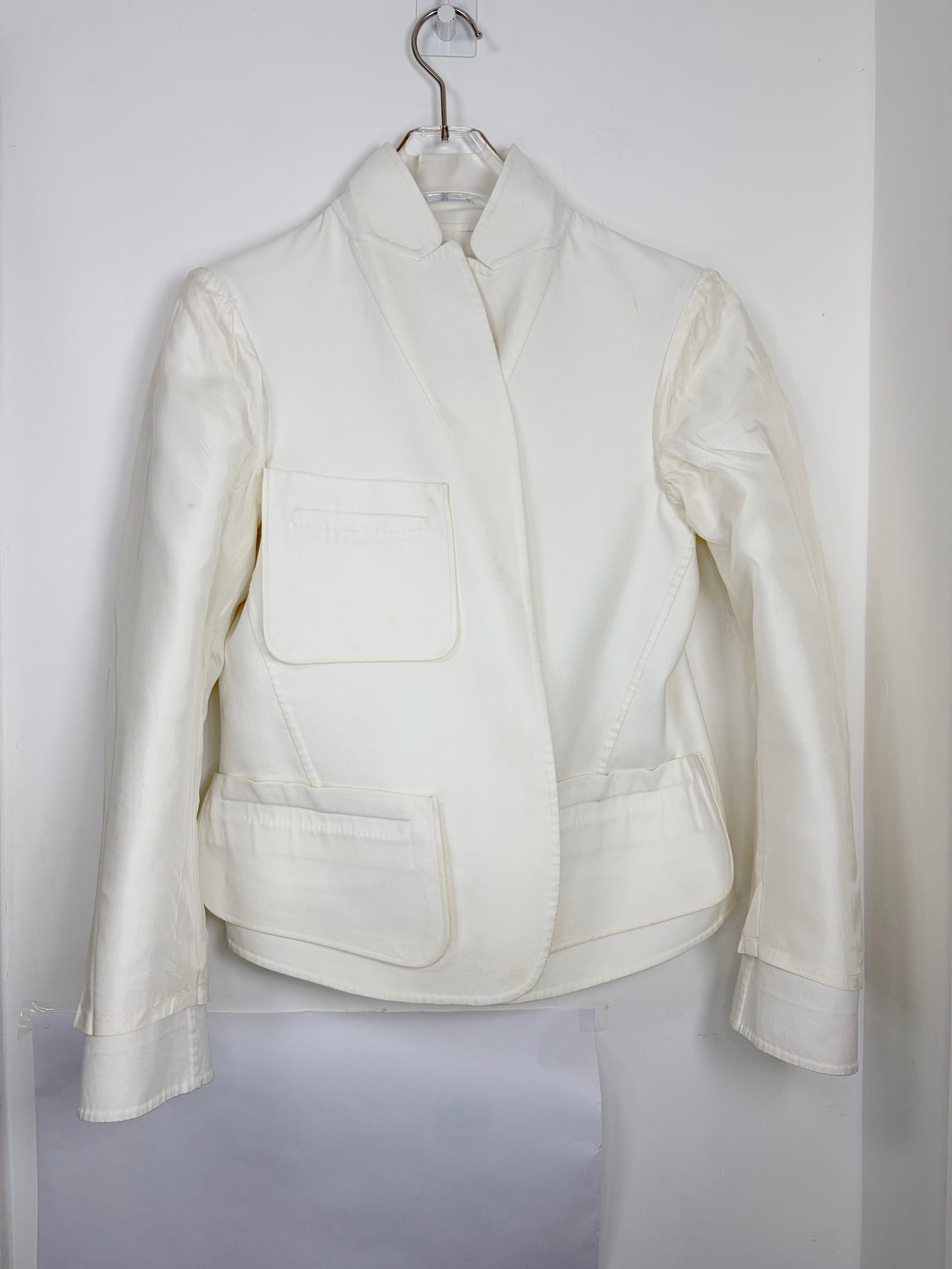 S/S 2013 White Cotton Blazer w/ Rounded Patch Pockets | Sz IT 38