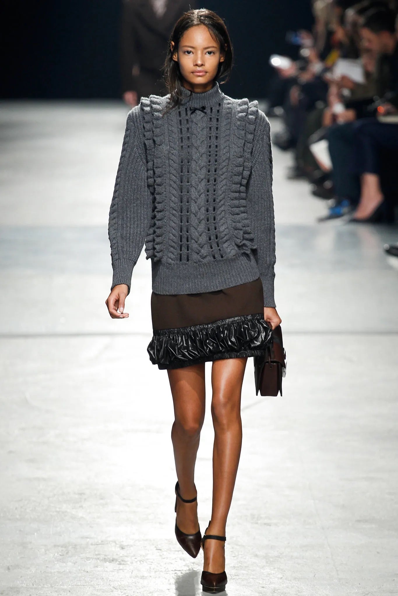 *Runway* 2014 FW 100% Wool Bubble Ruffle Nylon Trim | Sz UK8