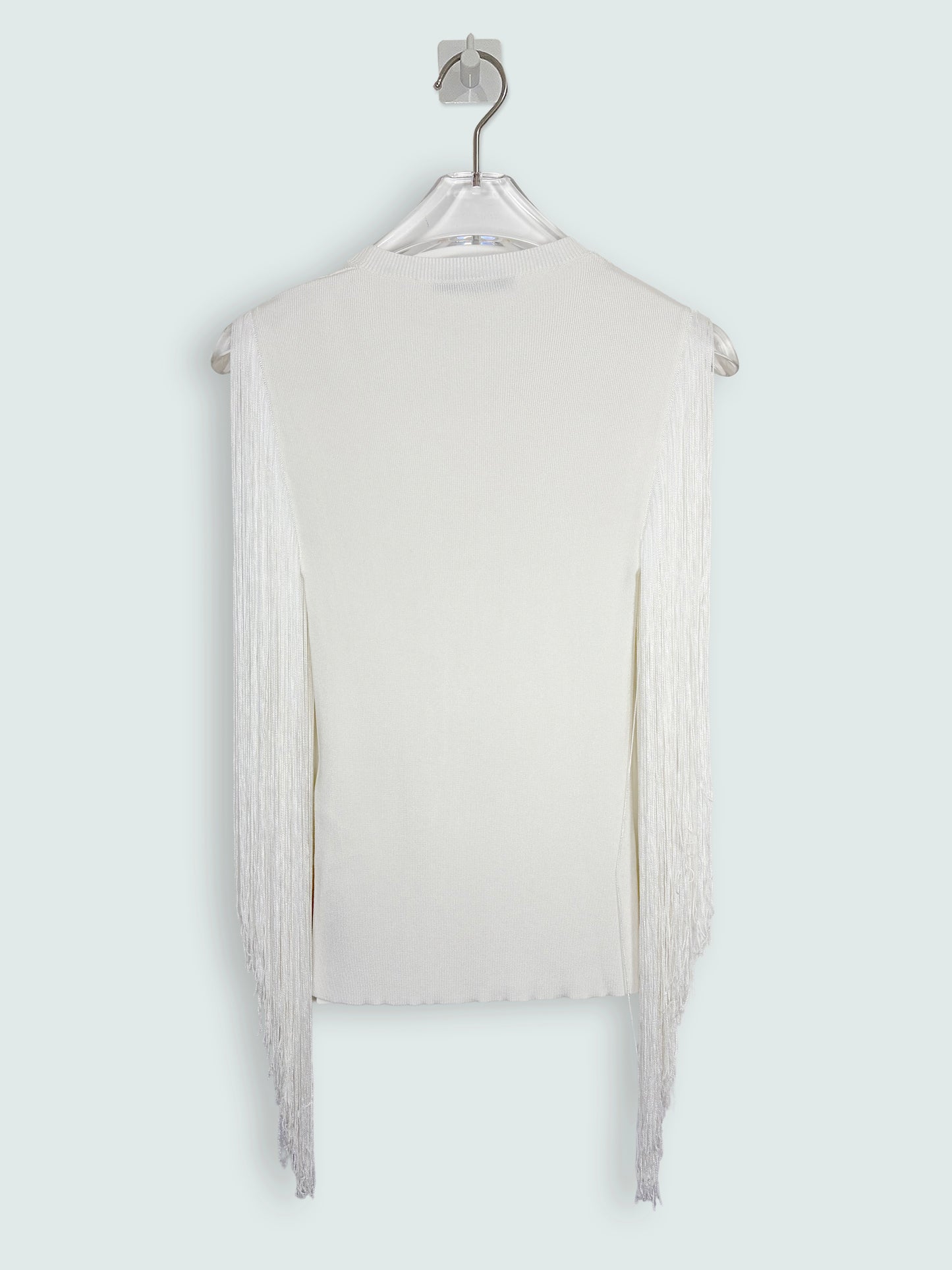 Fringe White Sleeveless Knit Top | Sz XSmall