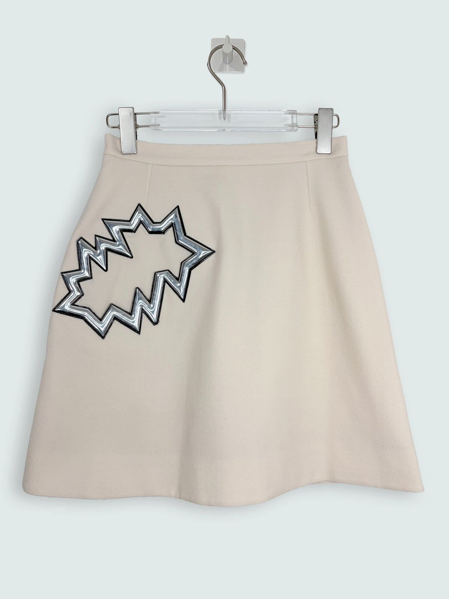 100% Wool Mini Skirt w/ Metallic Applique | Sz UK8