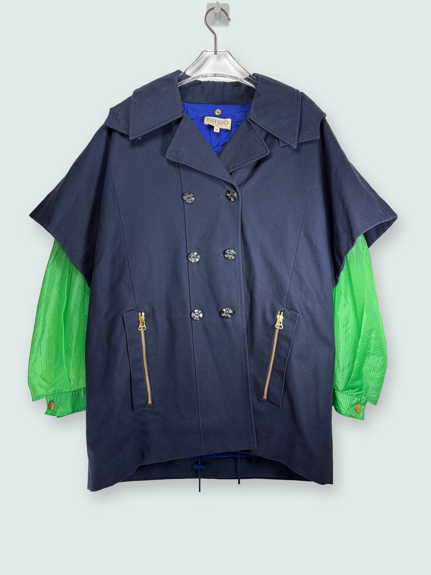 Navy Green Double Breasted 2 Layers Structure Jacket | Sz FR36 ~ Small