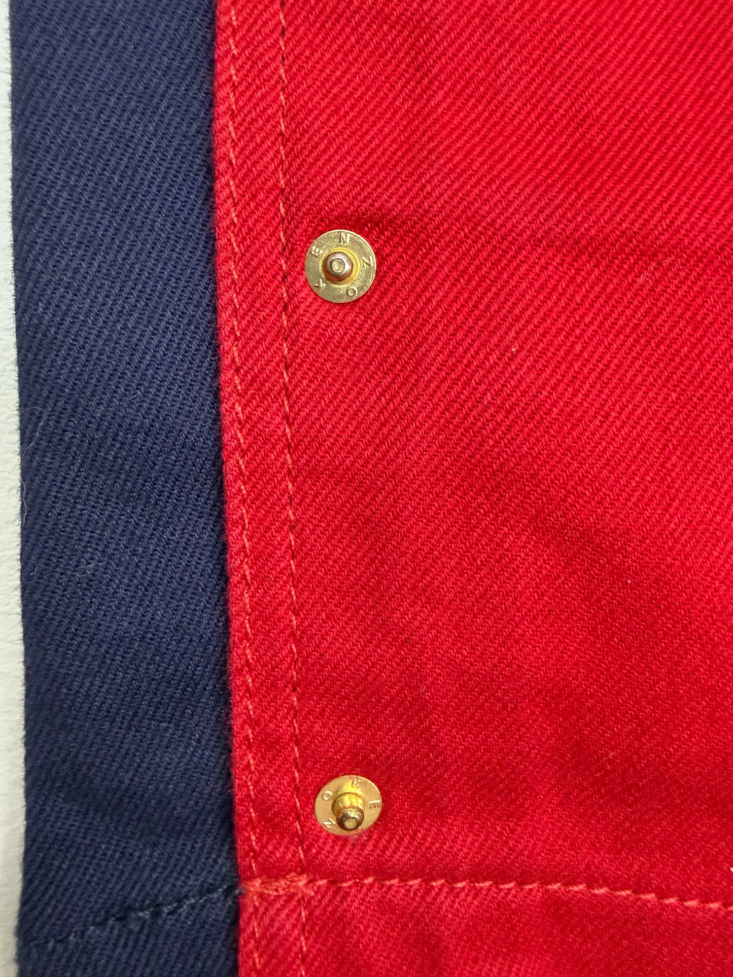 Red Navy Colorblock Rivet Pencil Skirt | Sz FR38
