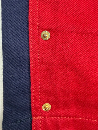 Red Navy Colorblock Rivet Pencil Skirt | Sz FR38