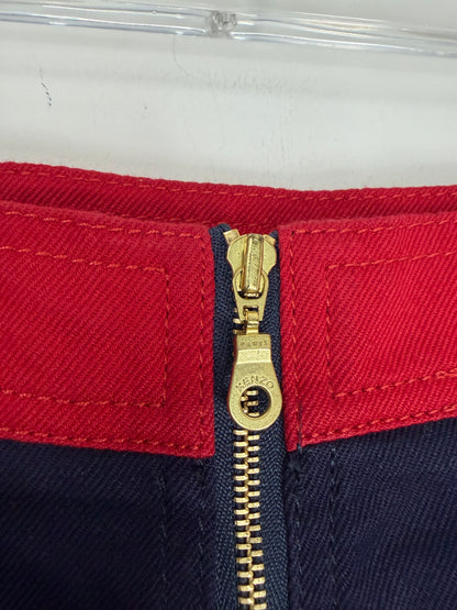 Red Navy Colorblock Rivet Pencil Skirt | Sz FR38