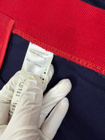 Red Navy Colorblock Rivet Pencil Skirt | Sz FR38