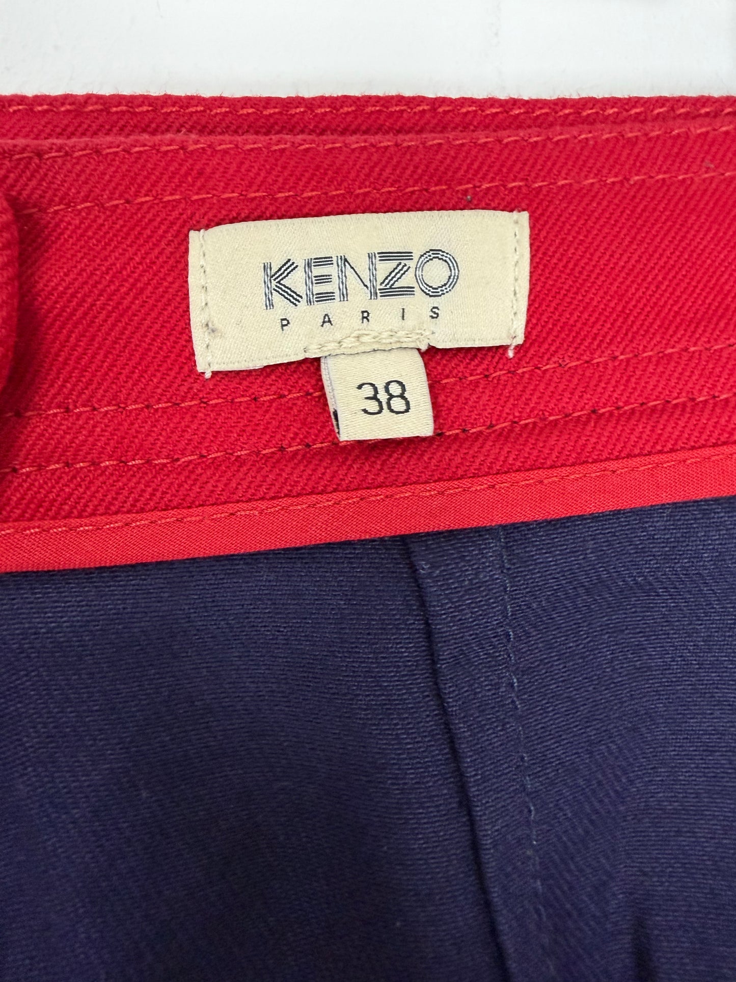 Red Navy Colorblock Rivet Pencil Skirt | Sz FR38