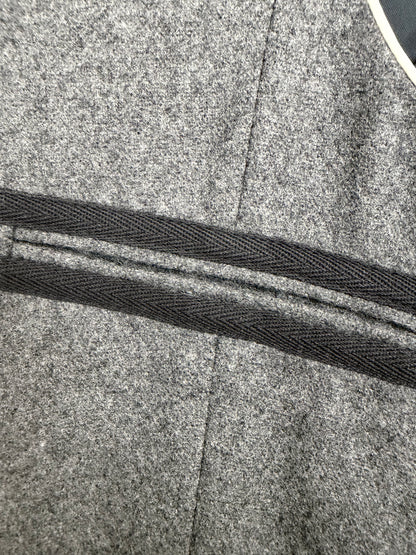 Wool Cashmere Grey Gilet Vest Low-Cut Front w Piping | Sz EU46