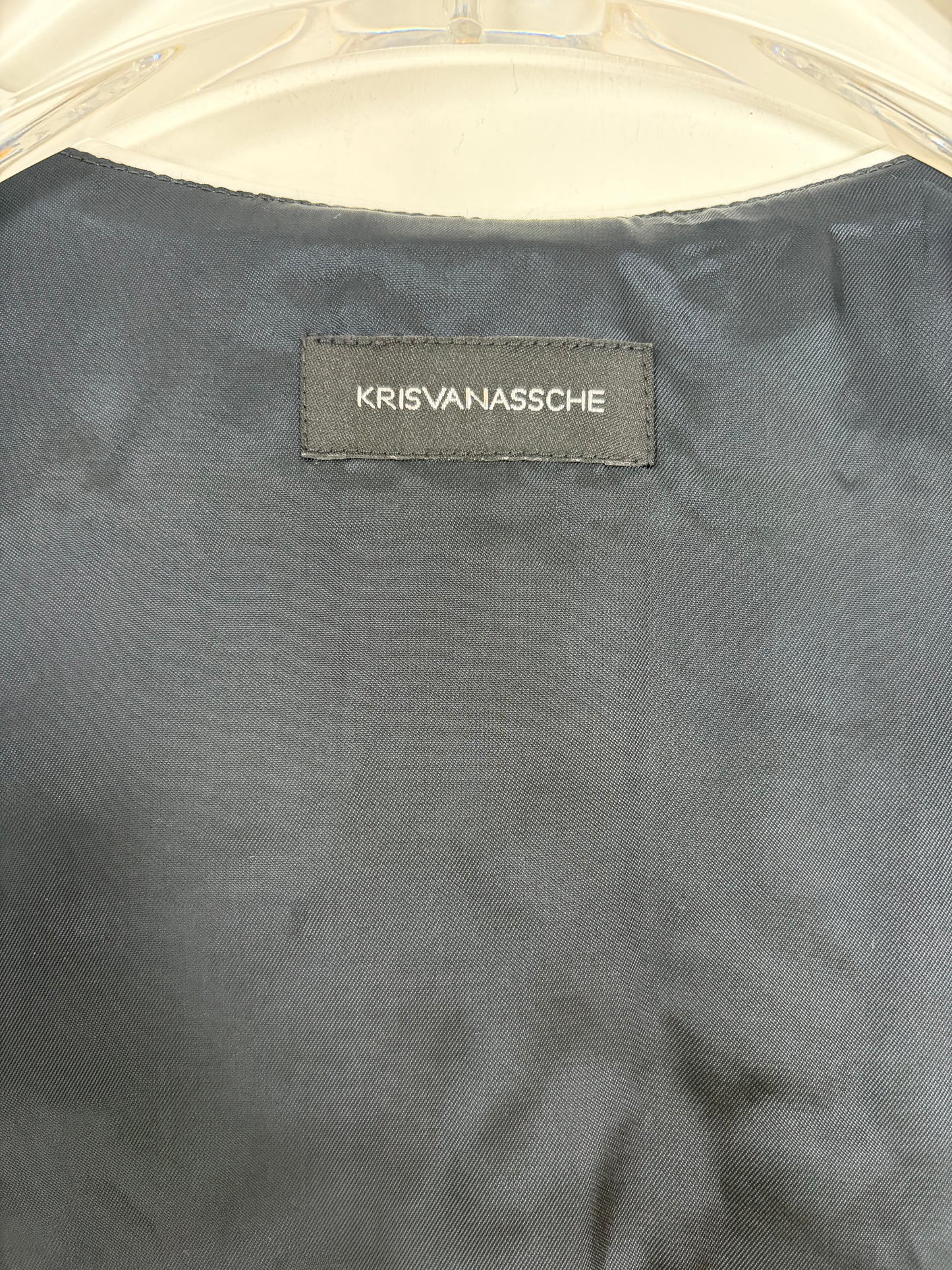 Wool Cashmere Grey Gilet Vest Low-Cut Front w Piping | Sz EU46
